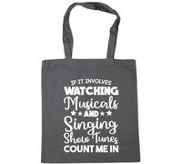 Hippowarehouse If It Involves Watching Musicals & Singing Show Tunes Count Me In Tote Shopping Gym Beach Bag 42cm x38cm, 10 litres