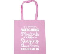 Hippowarehouse If It Involves Watching Musicals & Singing Show Tunes Count Me In Tote Shopping Gym Beach Bag 42cm x38cm, 10 litres