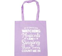 Hippowarehouse If It Involves Watching Musicals & Singing Show Tunes Count Me In Tote Shopping Gym Beach Bag 42cm x38cm, 10 litres