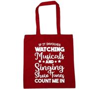 Hippowarehouse If It Involves Watching Musicals & Singing Show Tunes Count Me In Tote Shopping Gym Beach Bag 42cm x38cm, 10 litres