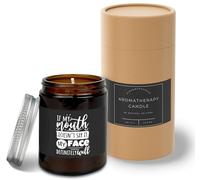 Hippowarehouse If My Mouth Doesn't say it My face Definitely Will Candle Aromatherapy 40hr Scented Gift Set Anxiety Relief Sleep Vegan 200g YP