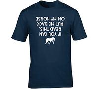 Hippowarehouse If You Can Read This, Put Me Back On My Horse (Printed Upside Down) Unisex Short Sleeve t-Shirt (Specific Size Guide in Description) Navy Blue