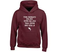 Hippowarehouse If You Can Read This, Put Me Back On The Climbing Wall (Printed Upside Down) Kids Children's Unisex Hoodie Hooded top Maroon