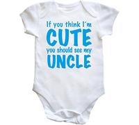 Hippowarehouse If you think I'm cute you should see my uncle baby vest bodysuit (short sleeve) boys girls