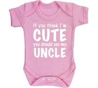Hippowarehouse If you think I'm cute you should see my uncle (pink) baby vest bodysuit (short sleeve) boys girls