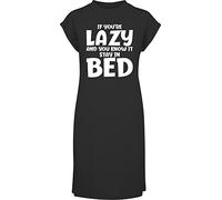 Hippowarehouse If You're Lazy and You Know It Stay in Bed t-Shirt Dress Women's Adults Nightie Nightdress Black