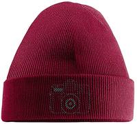 Hippowarehouse Illustrated Camera Embroidered Beanie Hat Red with Black Stitch