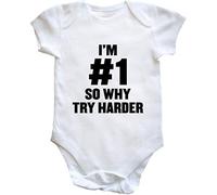 Hippowarehouse I'm #1 So Why Try Harder Baby Vest Bodysuit (Short Sleeve) Boys Girls White