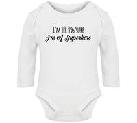 Hippowarehouse I'm 99.9% Sure I'm A Superhero Baby Vest Bodysuit (Long Sleeve) Boys Girls White