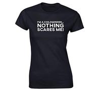Hippowarehouse I'm a Childminder Nothing Scares Me Womens Fitted Short Sleeve t-Shirt (Specific Size Guide in Description) Black