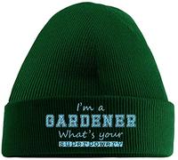 Hippowarehouse I'm a Gardener What's Your Superpower? Embroidered Beanie Hat Green with Baby Blue Stitch