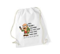 Hippowarehouse I'm a grumpy old man just let me ask my wife first Drawstring Cotton School Gym Bag 37cm x 46cm, 12 litres