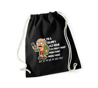 Hippowarehouse I'm a grumpy old man just let me ask my wife first Drawstring Cotton School Gym Bag 37cm x 46cm, 12 litres