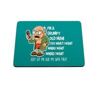 Hippowarehouse I'm a grumpy old man just let me ask my wife first printed mouse mat pad accessory black rubber base 240mm x 190mm x 60mm