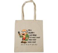 Hippowarehouse I'm a grumpy old man just let me ask my wife first Tote Shopping Gym Beach Bag 42cm x38cm, 10 litres