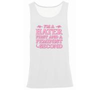 Hippowarehouse I'm a Hater First and a Feminist Second Vest Scoop Sleeve Unisex Tank top White