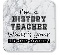 Hippowarehouse I'm a History Teacher what's your superpower? printed coaster gloss finish durable backing 9cm x 9cm 2 pack