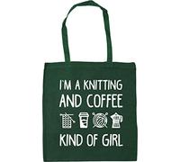 Hippowarehouse I'm a knitting and coffee kind of girl Tote Shopping Gym Beach Bag 42cm x38cm, 10 litres