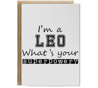 Hippowarehouse I'm A Leo What's Your Superpower? Birthday Card A5 Personalised with envelope for him for her Funny Cards for Men and Women Blank inside option