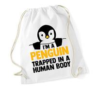 Hippowarehouse I'm A Penguin Trapped In A Human Body Drawstring Cotton School Gym Bag 37cm x 46cm, 12 litres