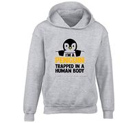 Hippowarehouse I'm A Penguin Trapped in A Human Body Kids Children's Unisex Hoodie Hooded top Grey