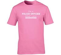 Hippowarehouse I'm a Police Officer What's Your Superpower? Unisex Short Sleeve t-Shirt (Specific Size Guide in Description) Pink
