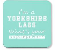 Hippowarehouse I'm A Yorkshire Lass What's Your Superpower? printed coaster gloss finish durable backing 9cm x 9cm 2 pack
