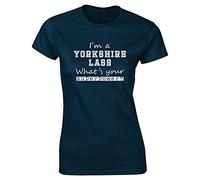 Hippowarehouse I'm A Yorkshire Lass What's Your Superpower? Womens Fitted Short Sleeve t-Shirt (Specific Size Guide in Description) Navy Blue