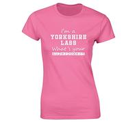 Hippowarehouse I'm A Yorkshire Lass What's Your Superpower? Womens Fitted Short Sleeve t-Shirt (Specific Size Guide in Description) Pink