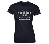 Hippowarehouse I'm A Yorkshire Lass What's Your Superpower? Womens Fitted Short Sleeve t-Shirt (Specific Size Guide in Description) Black
