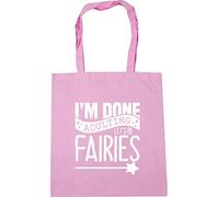 Hippowarehouse I'm Done Adulting Let's Be Fairies Tote Shopping Gym Beach Bag 42cm x38cm, 10 litres