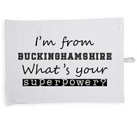 Hippowarehouse I'm From Buckinghamshire What's Your Superpower? Tea Towel Eco Printed Dish Cloth Kitchen accessory 50cmx70cm 100% Cotton