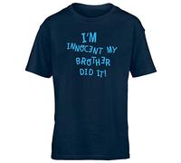 Hippowarehouse I'm Innocent My Brother did it Kids Children's Short Sleeve t-Shirt Navy Blue