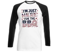 Hippowarehouse I'm just here for The BBQ Unisex Long Sleeve Baseball Two Tone t-Shirt White