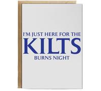 Hippowarehouse I'm just here for the kilts burns night Personalised Card A6 with envelope for him for her Funny Cards for Men and Women Blank inside option