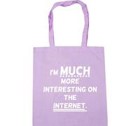 Hippowarehouse I'm much more interesting on the internet Tote Shopping Gym Beach Bag 42cm x38cm, 10 litres