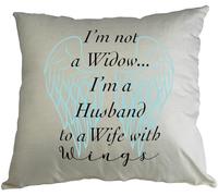 Hippowarehouse I'm not a widow... I'm a husband to a wife with wings Printed Accessory Cushion Cover Optional Infill 41x41cm