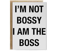Hippowarehouse I'm not bossy i am the boss Birthday Card A5 Personalised with envelope for him for her Funny Cards for Men and Women Blank inside option
