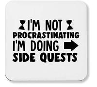 Hippowarehouse I'm Not Procastinating I'm Just Doing Side Quests printed coaster gloss finish durable backing 9cm x 9cm 2 pack