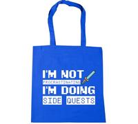 Hippowarehouse I'm not procrastinating I'm doing side quests Tote Shopping Gym Beach Bag 42cm x38cm, 10 litres