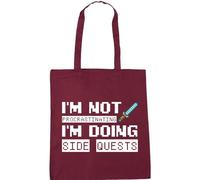 Hippowarehouse I'm not procrastinating I'm doing side quests Tote Shopping Gym Beach Bag 42cm x38cm, 10 litres
