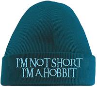 Hippowarehouse I'm Not Short I'm A Hobbit Embroidered Beanie Hat Blue with Baby Blue Stitch