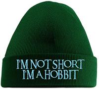 Hippowarehouse I'm Not Short I'm A Hobbit Embroidered Beanie Hat Green with Baby Blue Stitch