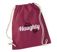 Hippowarehouse I'm On Santa's Naughty List Drawstring Cotton School Gym Bag 37cm x 46cm, 12 litres