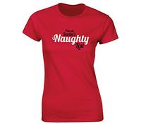 Hippowarehouse I'm On Santa's Naughty List Womens Fitted Short Sleeve t-Shirt (Specific Size Guide in Description) Red