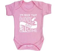 Hippowarehouse I'm Proof That Daddy Does Not Play Golf All of The Time Baby Vest Bodysuit (Short Sleeve) Boys Girls Light Pink