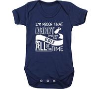 Hippowarehouse I'm Proof That Daddy Does Not Play Golf All of The Time Baby Vest Bodysuit (Short Sleeve) Boys Girls Navy
