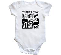 Hippowarehouse I'm Proof That Daddy Does Not Play Golf All of The Time Baby Vest Bodysuit (Short Sleeve) Boys Girls White