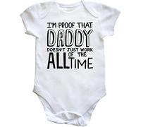 Hippowarehouse I'm proof that daddy doesn't just work all of the time baby vest bodysuit (short sleeve) boys girls