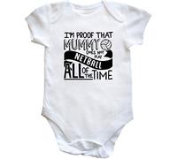 Hippowarehouse I'm Proof That Mummy Does Not Play Netball All of The Time Baby Vest Bodysuit (Short Sleeve) Boys Girls White